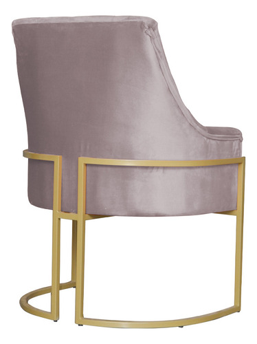 Poltrona Decorativa Vick Base Dourada Veludo Rosê