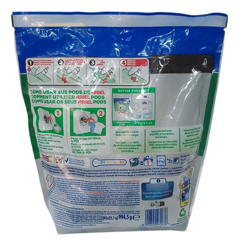 Detergente Ariel Allin1 Ponds 45