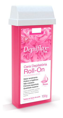 Kit 02 Refil Cera Depilatória Roll On Rosa Depilflax 100g