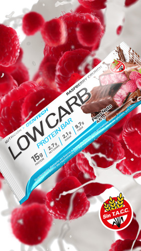 Low Carb Protein Bar Gentech X Caja De 10un Raspberry Crunch Raspberry Crunch