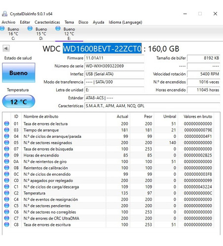 Disco Duro 2.5  160gb Usado Cristal Disk