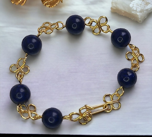 Pulsera Artesanal De Lapislázuli Azul Oscuro 15.24 Cm 49.53 Cm