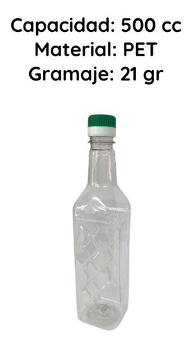 Imagen 7 de 10 de Envases Para Aceite 500 Cc Pet Cristal Cuadrado X 288 Un.