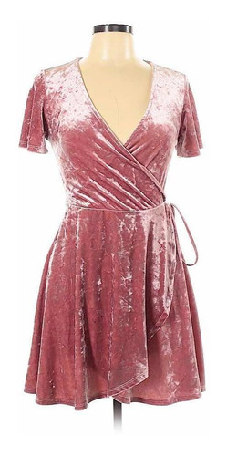 Vestido Corto Rosado Velvet Talla S