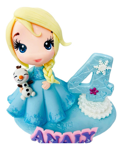 Cake Topper Elsa Froze Anna Olaf Pastel Vela Pasta Francesa