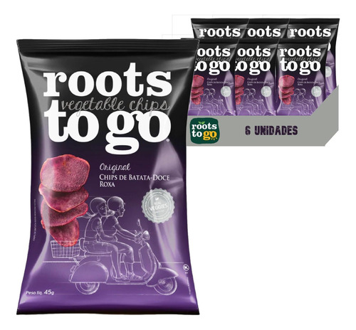 Chips De Batata-doce Roxa Roots To Go 45g (12 Pacotes)