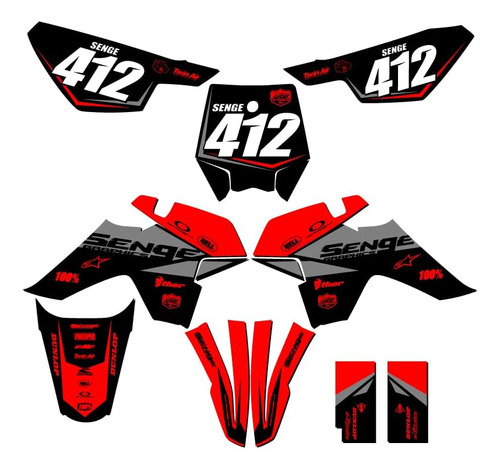 Kit Gráfico Sr70c Binario Rojo Completo
