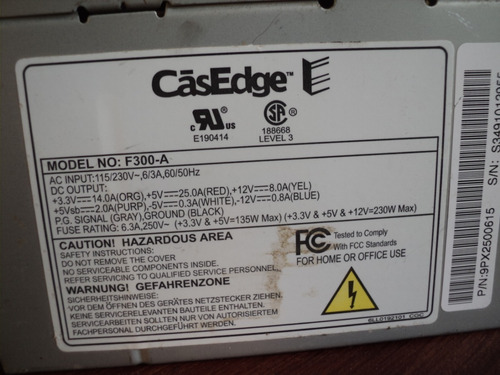 Fuente De Poder Modelo F300-a (Usado)