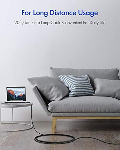 Cable Usb C A Usb C De 20 Pies, Cable De Carga Tipo C A C Us