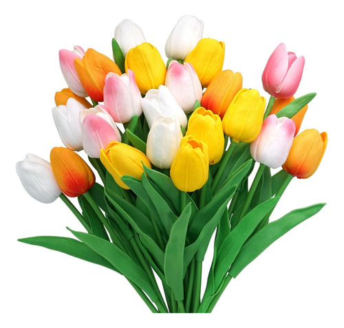 24pcs Flores Artificiales De Tulipán, Tulipanes Artificiales