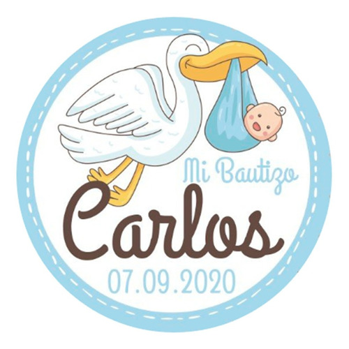 Stickers Para Bautizo, Baby Shower Personalizadas 200pz 3cm