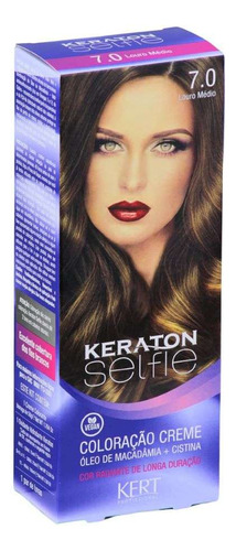 Tinta P/ Cabelo 7.0 Louro Médio Keraton Kert Agua Oxigenada 7.0 Louro Médio