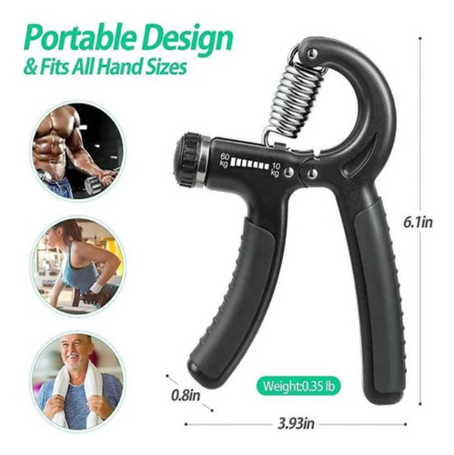 Mancuerna Para Mano Ajustable Ejercitador Antebrazo 10-60kg Negro
