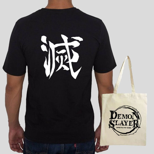 Demon Slayer Playera Cazador Y Bolsa De Manta 