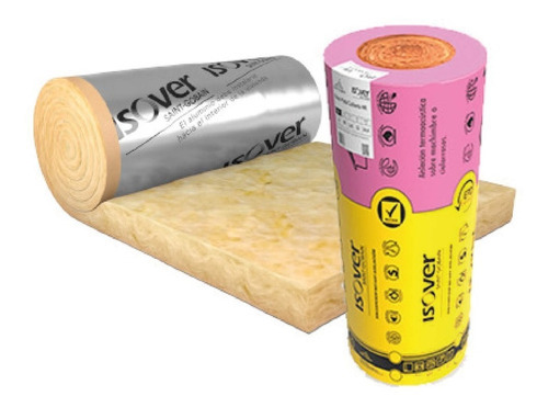Imagen 3 de 7 de Lana De Vidrio Isover Rolac Plata Aluminio 50mm Rollo 21.6 M