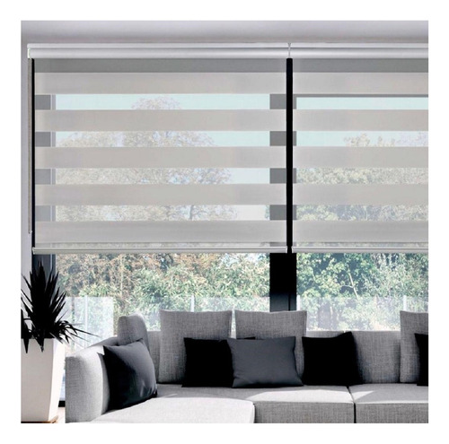 Cortina Persiana Double Vision Com Barra Niveladora Cor Branco - Acabamento Branco
