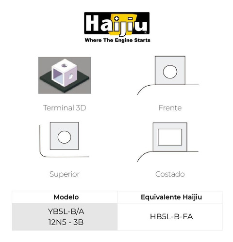 Imagen 4 de 9 de Batería Moto Haijiu Hb5l-b-fa Agm Gel Libre Mantenimiento.