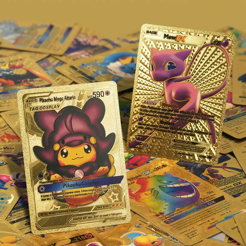 Kit 10 Cartas Pokemon Folha De Ouro Edicao Limitada Douradas