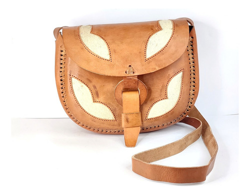 Bolso Dama Mujer De Piel Artesanal 100% Vaqueta Moda Color Marrón Claro