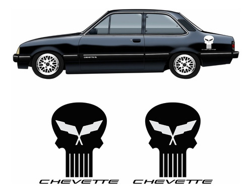 Adesivo Chevrolet Chevette Caveira Lateral Pl001