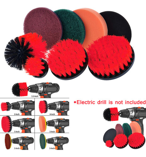 Brocha Perforadora Y Almohadillas Para Fregar, 8 Piezas, Kit