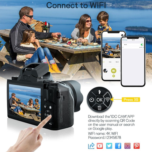 Cámara Digital Nikicam 4k 64mp Wifi Vlogging Con Pantalla Tá
