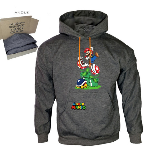 Imagen 2 de 9 de Buzo Hoodie Personalzable Artesanal Super Mario Unisex