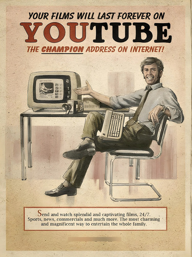 4 Cuadros Vintage 27x42cm Facebook Twitter Youtube Skype