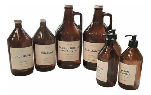 Set Growlers Botellon Ambar Dispenser Completo Tienda Mama