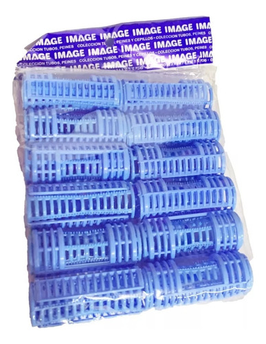 Tubos O Roles Con Tapa Rizar Ondular Cabello Mariate 12 Color Azul