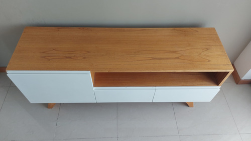 Rack Mueble Tv Nórdico Madera Paraiso Laqueado Blanco Paraíso (Usado)