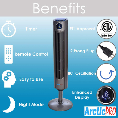 Tela Digital Tower Fan Arctic-pro Oscilante De 42 Polegadas