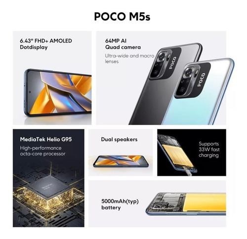 Imagen 3 de 3 de Xiaomi Pocophone Poco M5s Dual SIM 128 GB gris 6 GB RAM