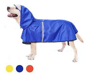 Dog Raincoat With Adjustable Belly Strap And Leash Hole - 