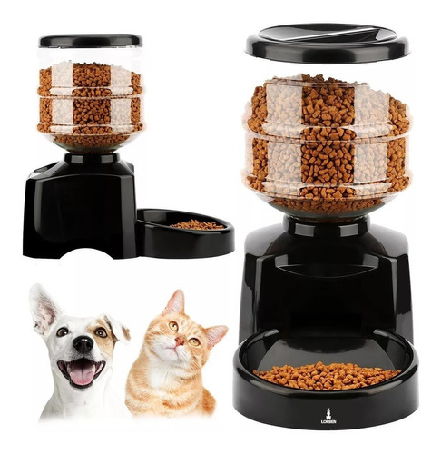 Alimentador Comedouro Automático Gatos Cães Pet Programável Cor Preto