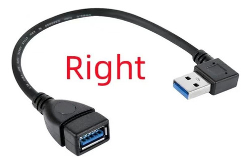 Cabo Extensor Usb 3.0 Adaptador Macho Femea 0,2m Em L Preto