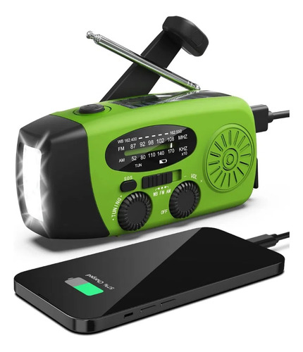 Radio De Manivela Solar Portátil Am/fm/noaa 600 Mah