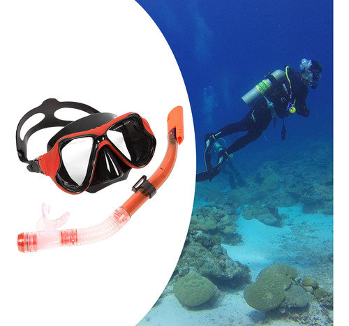Conjunto De Máscara De Snorkel Seco Equipamento De Vermelho