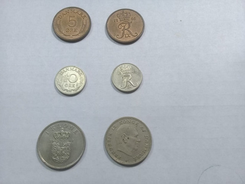 6 Monedas De Dinamarca Rey Federico Ix Muy Buenas