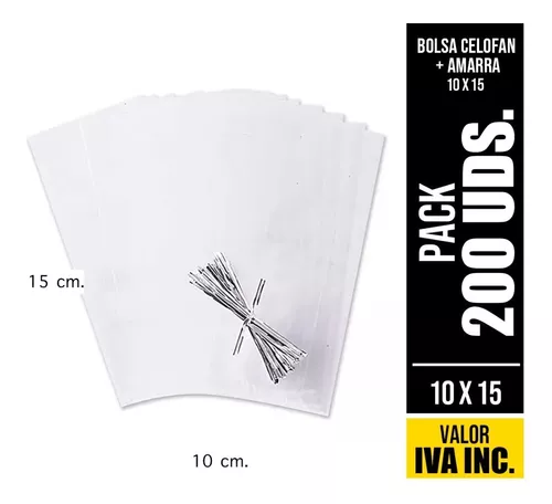 200 Bolsas celofán transparente 7 x 10 cm, bolsas de plástico