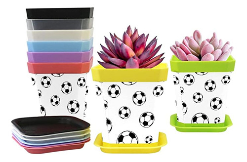 Flower Pots Gardening Containers Football Soccer Black Wh