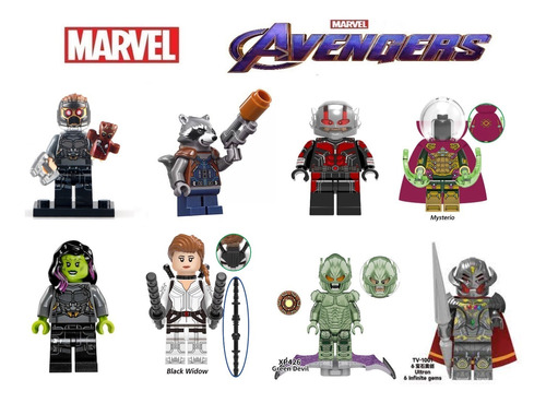 Set N°6 5 Figuras Super Heroes Marvel Bloques Para Armar
