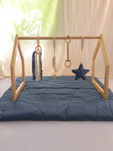 Gimnasio Montessori De Madera + Play Matt Azul Acero