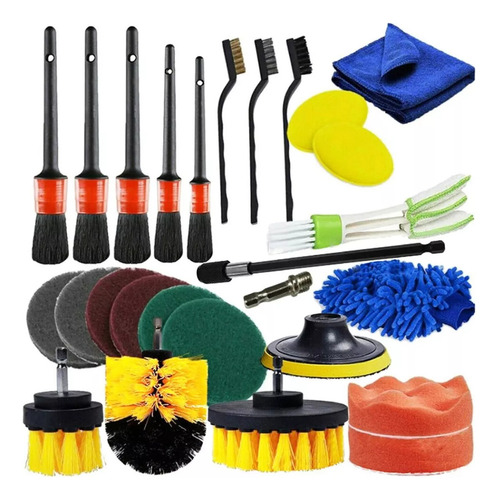 Conjunto De 26 Escovas De Limpeza Automotiva,