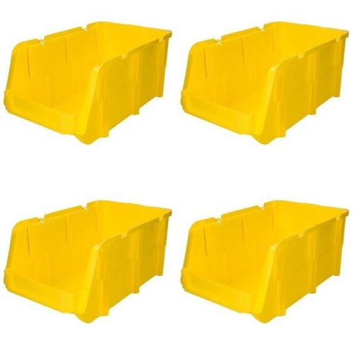 Juego 4 Gavetas Plasticas Surtek Apilable 11x6.5x5in 7 Kg Color Amarillo