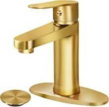 Soka Grifo De Baño De Latón Cepillado Dorado Con Tapón De