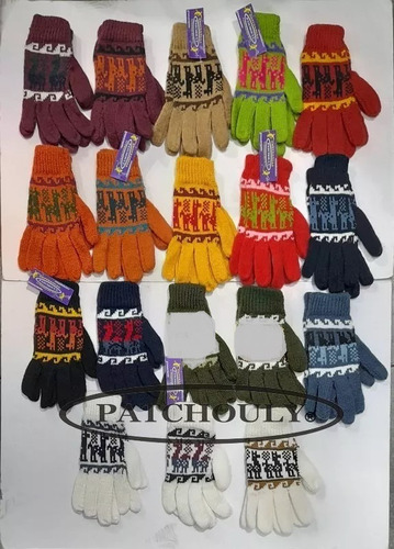Imagen 2 de 5 de Guantes Lana Alpaca Con Dedos, Colores, Adultos, Unisex.