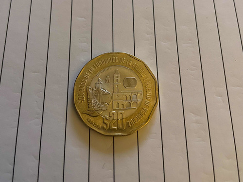 Moneda De 20 Pesos 500 Años De Fundación Puerto De Veracruz