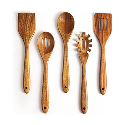 Wooden Spoons For Cooking - 5 Piece Non Stick Wooden Sp...