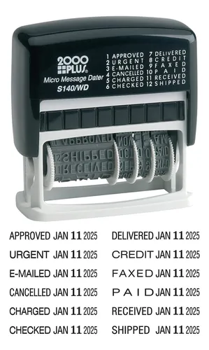 2000 Plus® 12-in-1 Fecha De Micro Y Sello De Mensajes, 12 X